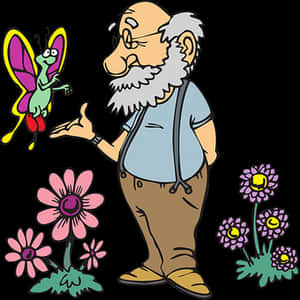 Elderly Manand Friendly Bug PNG with transparent background