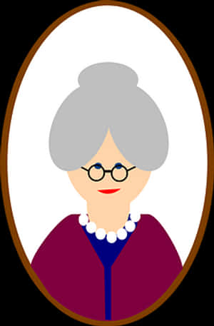 Elderly Woman Cartoon Portrait PNG with transparent background