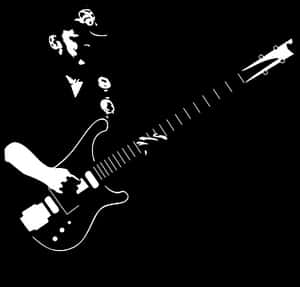 Electric Bass Guitar Silhouette PNG with transparent background
