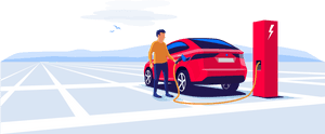 Electric Car Charging Station Illustration PNG image with transparent background