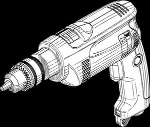 Electric Drill Line Art PNG image with transparent background