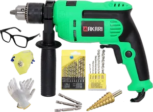 Electric Drilland Accessories Set PNG Image