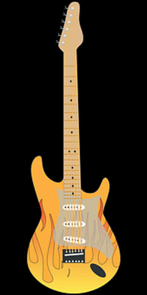 Electric Guitar Flame Design PNG image with transparent background