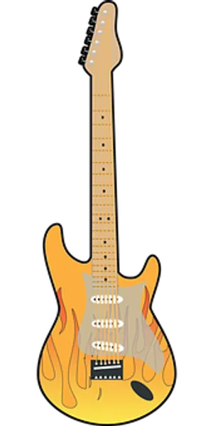 Electric Guitar Flame Design PNG Image