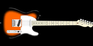 Electric Guitar Orange Black Background PNG image with transparent background