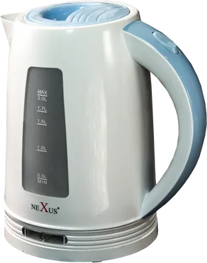 Electric Kettle Blue Accents Transparent Background PNG Image