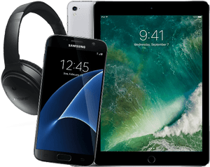 Electronics Collection Mobile Tablet Headphones PNG image with transparent background