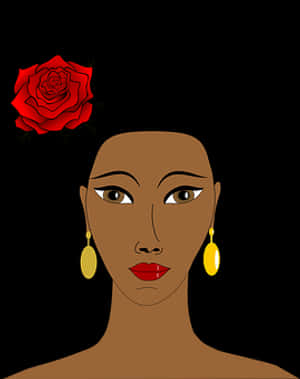Elegant African Womanwith Rose PNG image with transparent background
