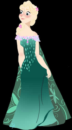 Elegant Animated Princess Elsa PNG image with transparent background