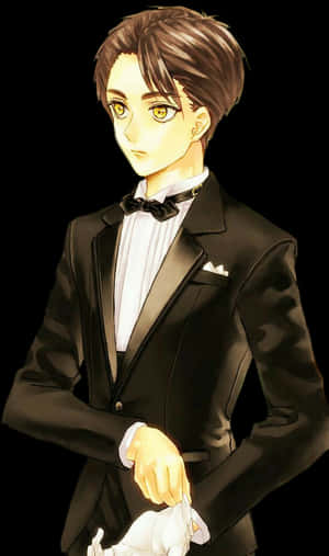 Elegant Anime Characterin Tuxedo PNG image with transparent background