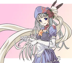 Elegant Anime Girlwith Hat PNG Image