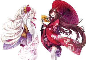 Elegant_ Anime_ Yukata_ Duo PNG Image