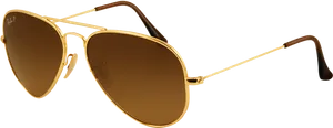 Elegant Aviator Sunglasses Brown Tint PNG Image