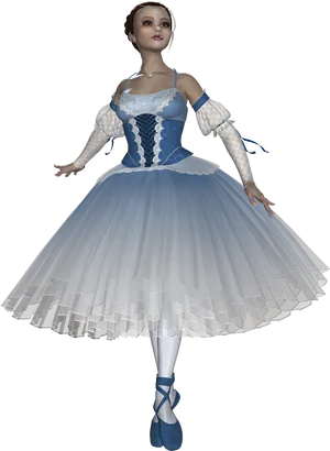 Elegant Ballerina3 D Model PNG Image