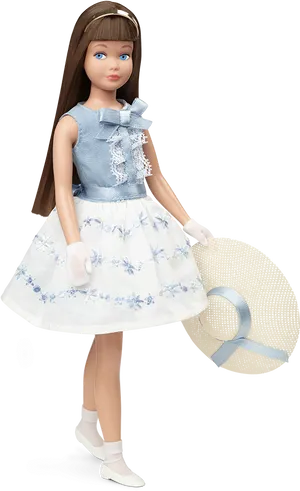 Elegant Barbie Dollin Blue Dress PNG Image