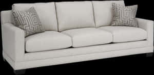 Elegant Beige Sofawith Pillows PNG image with transparent background