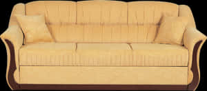 Elegant Beige Upholstered Couch PNG image with transparent background