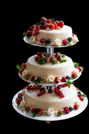 Elegant Berry Topped Wedding Cake PNG image with transparent background