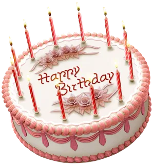 Elegant Birthday Cakewith Candles PNG Image