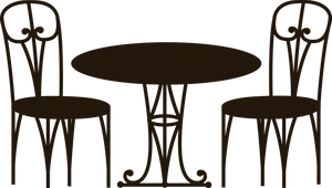 Elegant Bistro Tableand Chairs Silhouette PNG Image