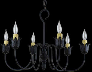 Elegant Black Chandelier PNG image with transparent background