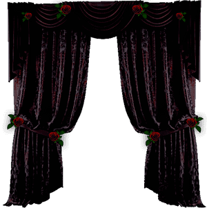 Elegant Black Curtainswith Red Roses PNG