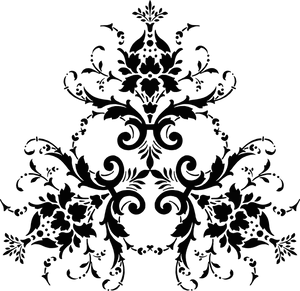 Elegant Black Damask Pattern PNG Image