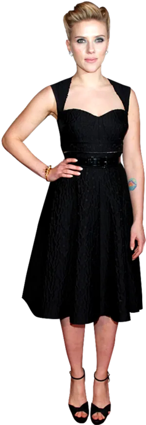 Elegant Black Dress Event Attire PNG Image