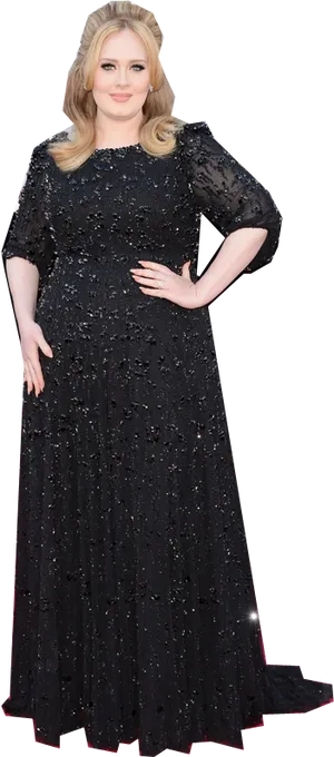 Elegant Black Dress Event Attire PNG Image