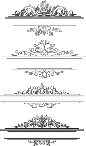 Elegant Black Floral Dividers Collection PNG Image