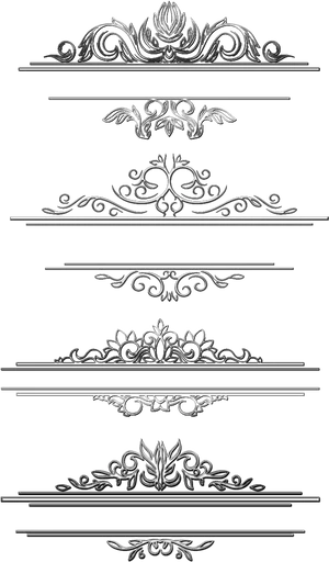 Elegant Black Floral Dividers Collection PNG Image