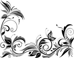 Elegant Black Floral Wedding Border Design PNG Image