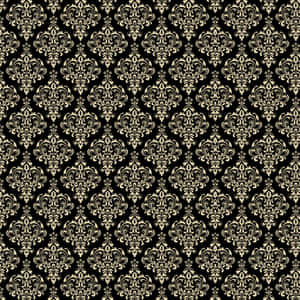 Elegant Black Gold Damask Pattern PNG with transparent background