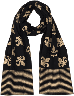 Fleur De Lis Scarf On Black - Scarf, HD Png Download PNG image with transparent background