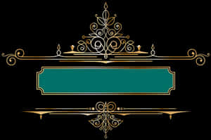Elegant Black Gold Frame Design PNG with transparent background