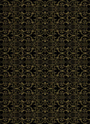 Elegant Black Gold Lace Pattern PNG image with transparent background