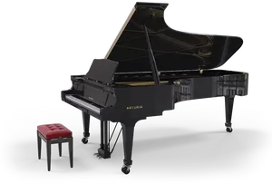 Elegant Black Grand Piano PNG Image