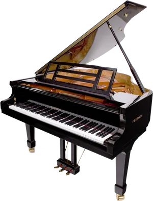 Elegant Black Grand Piano PNG Image