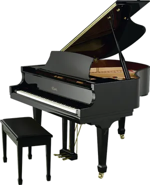 Elegant Black Grand Piano PNG Image