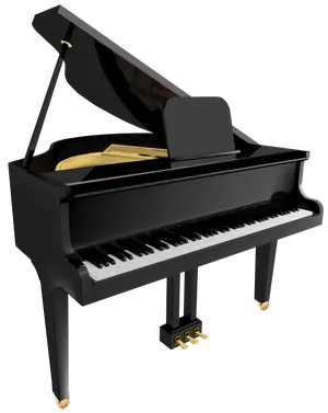 Elegant Black Grand Piano PNG Image