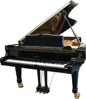 Elegant Black Grand Piano PNG Image