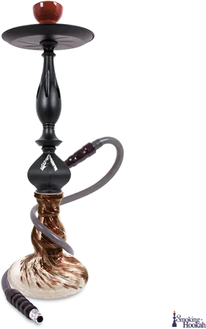 Elegant Black Hookahwith Brown Glass Base PNG Image