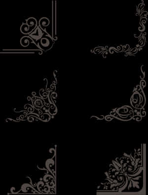 Elegant Black Lace Corner Designs PNG image with transparent background
