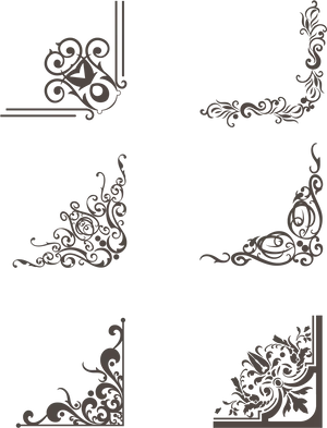 Elegant Black Lace Corner Designs PNG Image