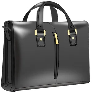 Elegant Black Leather Briefcase PNG Image