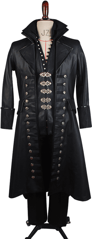 Elegant Black Leather Coat Mannequin PNG image with transparent background
