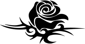 Elegant Black Rose Tattoo Design PNG Image