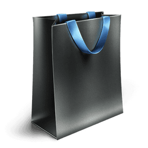 Elegant Black Shopping Bagwith Blue Handles PNG image with transparent background