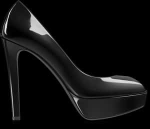 Elegant Black Stiletto Shoe PNG image with transparent background