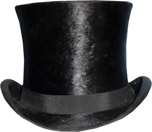 Elegant Black Top Hat PNG Image